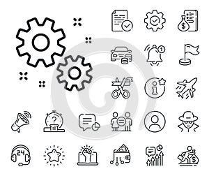 Work line icon. Business management sign. Salaryman, gender equality and alert bell. Vector