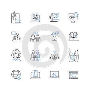 Work lineup line icons collection. Schedule, Roster, Planning, Assignments, Agenda, Shifts, Workforce vector and linear