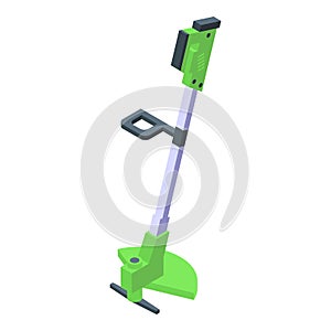 Work man machine icon isometric vector. Grass trimmer