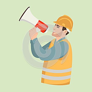 Work with a megaphone vector illustration flat style profile