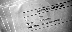 Work Memo from the Boss Work From Home