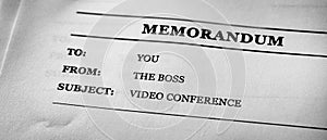 Work Memo from the Boss Video Conference