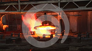 Work metallurgical plant, fire, crane, cover