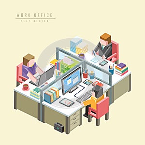 Work office concept 3d isometric infographic