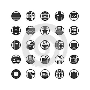 Work Office solid icon set.