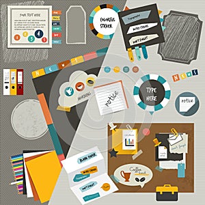 Work office web layout flat components. Colorful g