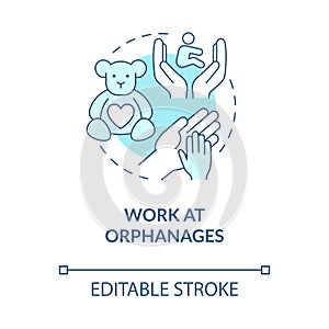 Work at orphanages blue concept icon photo