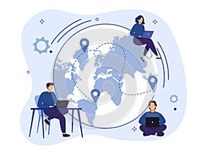 Work outsourcing and telecommuting concept.