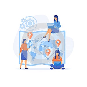 Work outsourcing and telecommuting concept.