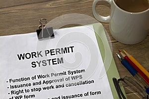 Work permit system concept - for safety photo