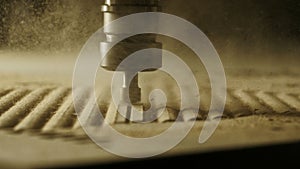 Work process. Creative. Machining by cutting planes using special equipment.