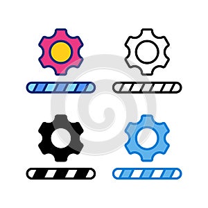 work process icon in 4 style flat, line, glyph and duotone