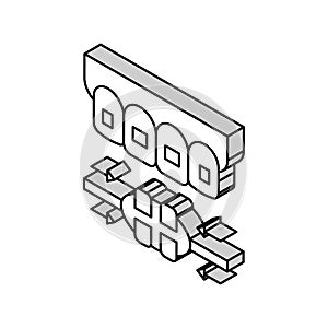 work process tooth braces isometric icon vector illustration