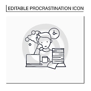 Work procrastinating line icon