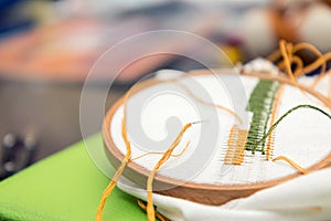 Work in progress. Embroidery on the linen fabric