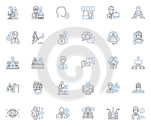 Work progress line icons collection. Efficiency, Productivity, Improvements, Milests, Advancements, Growth, Outcomes