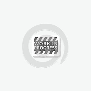 Work in progress sign sticker isolated on gray background