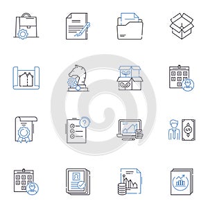 Work records line icons collection. Efficiency, Performance, Productivity, Attendance, Overtime, Compensation