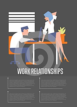 Work relationships banner with businesspeople