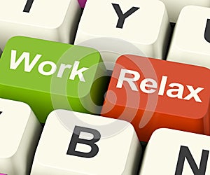 Work Relax Keys Showing Decision To Take A Break Or Start Retire