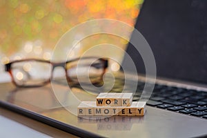 Work Remotely concept to suggest working anywhere anytime with laptop