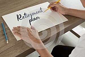 Work and retire inscription with arrows Retirement time to retire concept