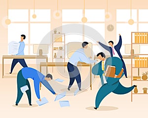 Work Rush, Office Chaos, Flat Vector Illustration