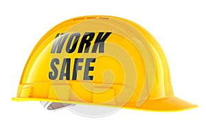 Work Safe, hard hat. 3D rendering