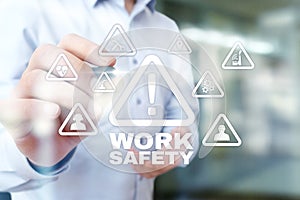 Work Safety Concept on the virual screen.
