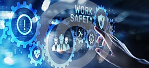 Work safety HSE Regulation rules business concept on screen