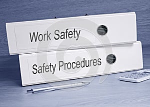 Work Safety and Safety Procedures binders in the office photo