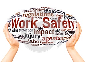 Work Safety word cloud hand sphere concept