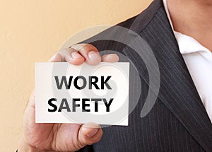 WORK SAFETY word on the white card