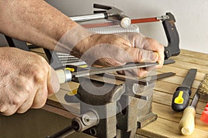 Work saws a file item hamstrung
