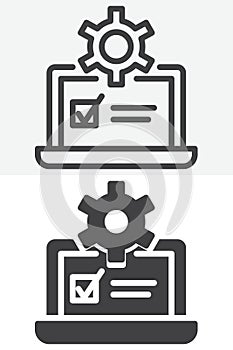 Work settings line and solid vector icon set
