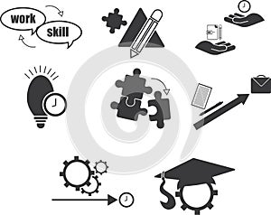Work skill icon set, task icon, work process icon set