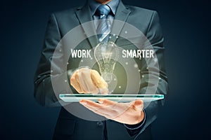 Work smarter concept with digital tablet representing digitization