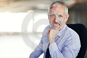 Work smarter, not harder. Cropped portrait of a mature businessman sitting in his office.