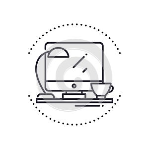 Work station icon, linear isolated illustration, thin line vector, web design sign, outline concept symbol with editable