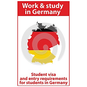 Work and study in Germany. Student visa and entry requirements for students in Germany. Sticker for print