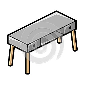 Work table icon in isometry style. Domestic and office furniture and equipment. photo