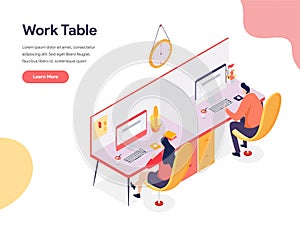 Work Table Illustration Concept. Isometric design concept of web page design for website and mobile website.Vector illustration