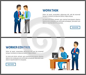 Work task and worker control boss give instruction