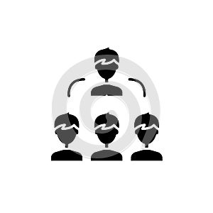 Work team black icon, vector sign on isolated background. Work team concept symbol, illustration