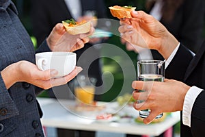 Work team at lunch