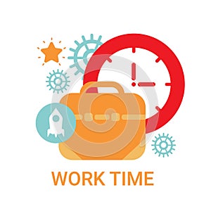 Work Time Icon Working Process Organization Concept Banner