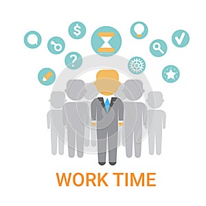 Work Time Icon Working Process Organization Concept Banner