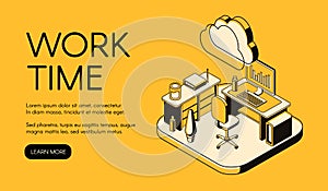 Work time and office workplace vector illustration