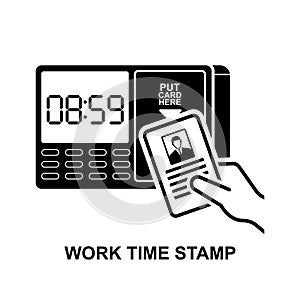 Work time stamp machine icon isolated on background