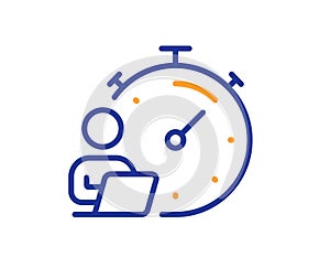Work timer line icon. Task stopwatch time sign. Vector
